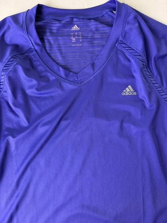 Adidas Aeroready Purple V-Neck Long Sleeve Performance Top Size M - Picture 3 of 11